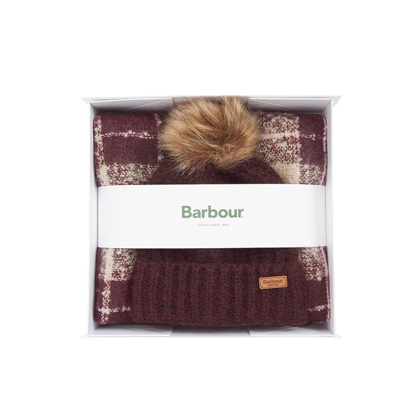 BARBOUR SALTBURN BEANIE & TARTAN SCARF GIFT SET