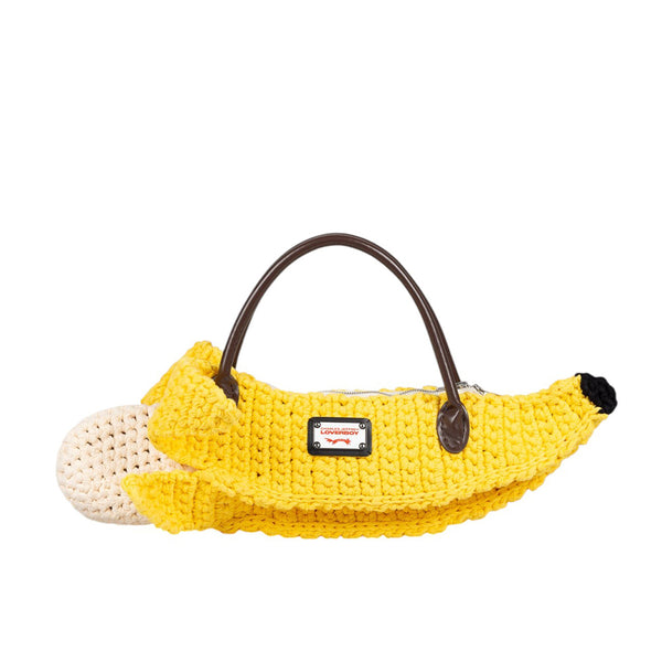 CHARLES JEFFREY LOVERBOY KNITTED BUCKET BAG BANANA