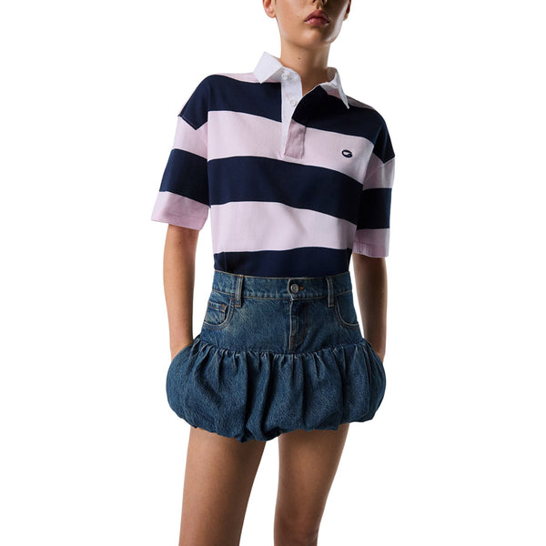 COPERNI GATHERED HEM DENIM MINI SKIRT