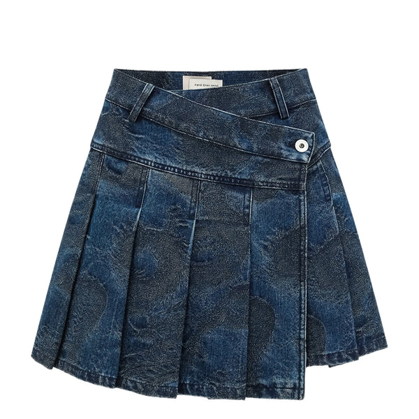 FENG CHEN WANG WOMEN'S DECONSTRUCTED DENIM PLEATED SKIRT