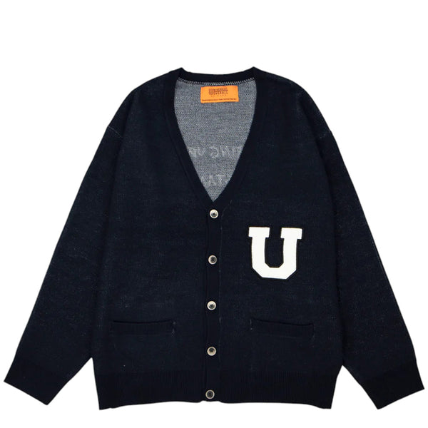 UNIVERSAL OVERALL KNIT CARDIGAN UOLOGO