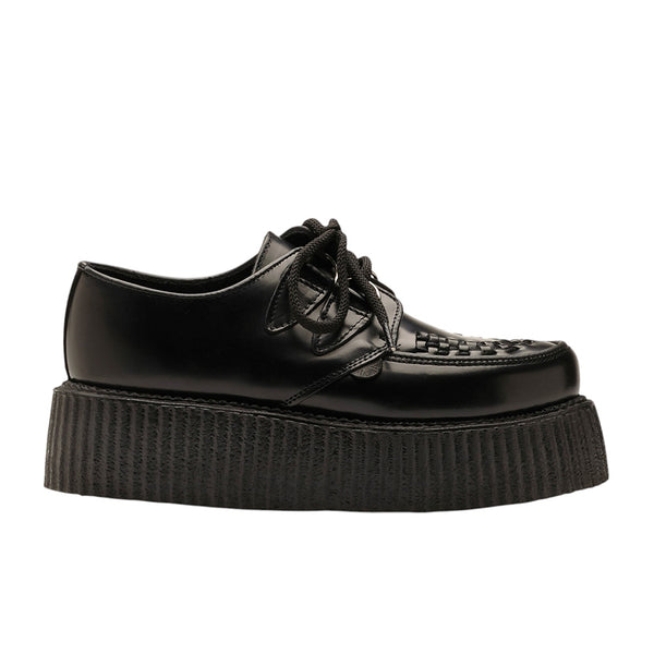 UNDERGROUND CREEPER SHOES - DOUBLE SOLE - WULFRUN - BLACK LEATHER