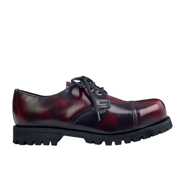 UNDERGROUND STEEL CAP SHOES ORIGINAL TRACKER BURGUNDY RUB - OFF LEATHER