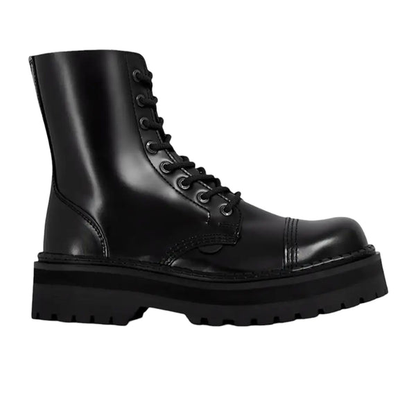 UNDERGROUND PLATFORM STEEL TOE BOOTS - DOUBLE - SOLE - STORMER - BLACK LEATHER