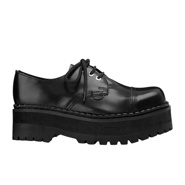 UNDERGROUND PLATFORM STEEL TOE SHOE - TRIPLE - SOLE - TRACKER - BLACK LEATHER