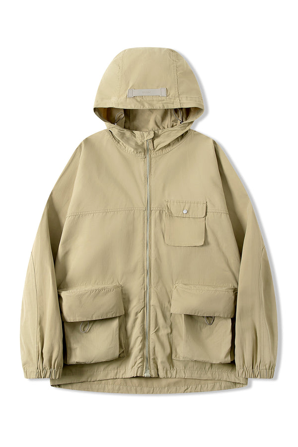 MEN'S WAXED COTTON MAGZIP HOODED JACKET